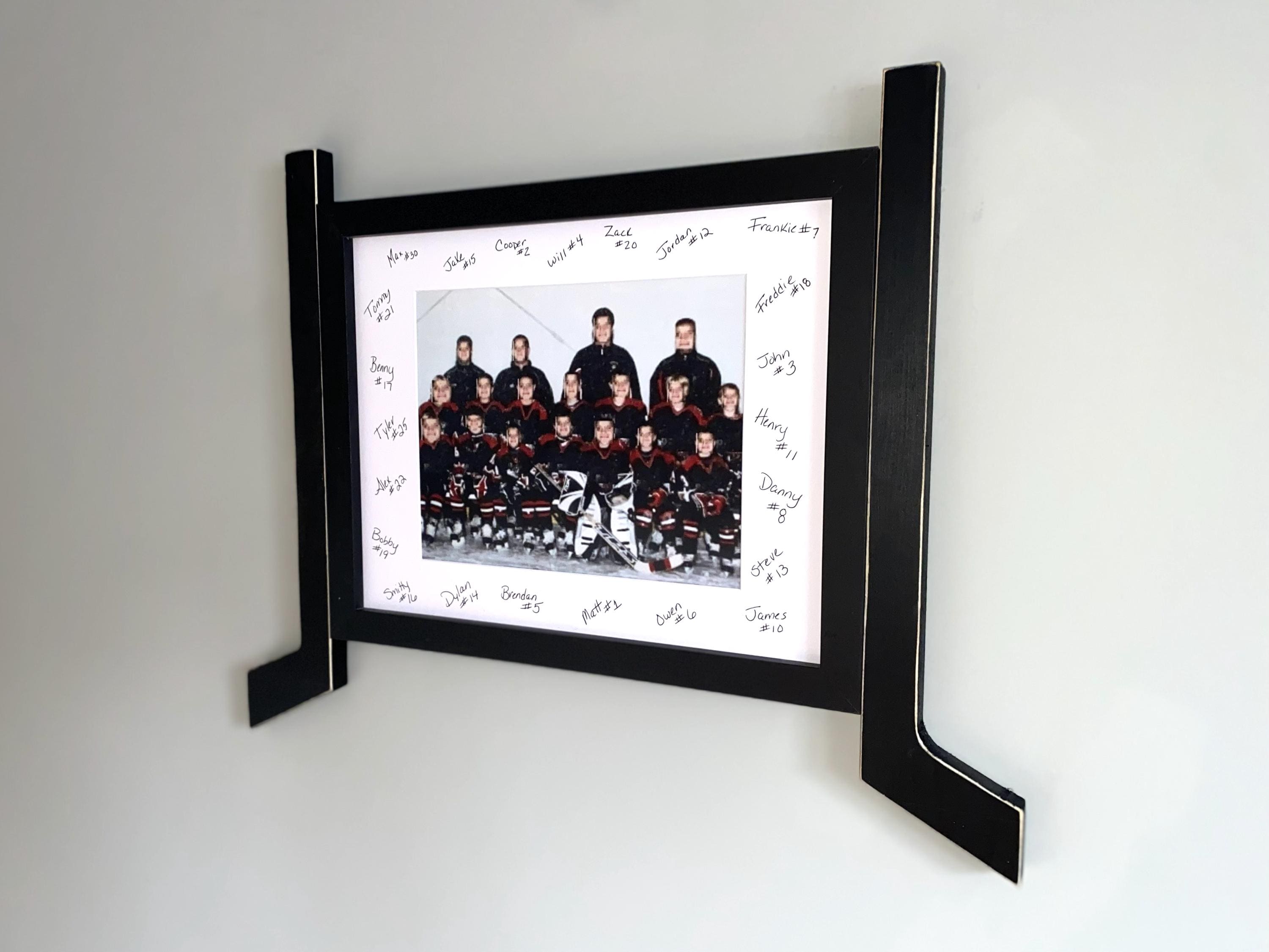 Hockey Stick Matted Photo Frame: Personalize by Team Signing the Mat, Hockey Coach Gift, Hockey Wall Decor, 8x10 Photo, Black