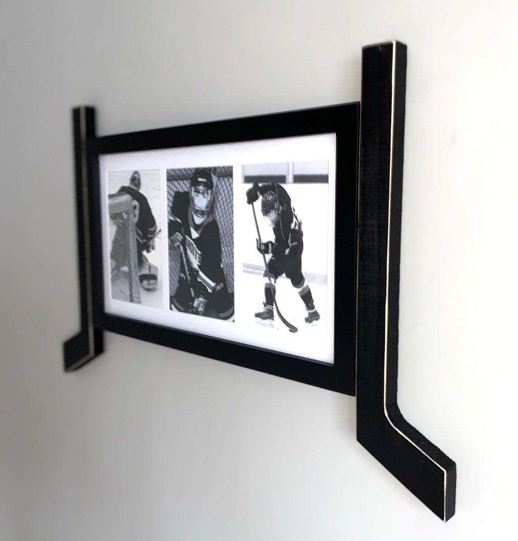 Hockey Stick Matted Photo Frame: Personalize by Team Signing the Mat, Hockey Coach Gift, Hockey Wall Decor, 8x10 Photo, Black