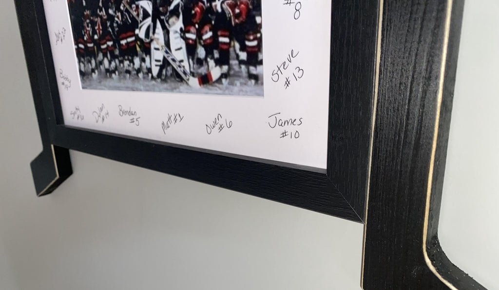 Hockey Stick Matted Photo Frame: Personalize by Team Signing the Mat, Hockey Coach Gift, Hockey Wall Decor, 8x10 Photo, Black