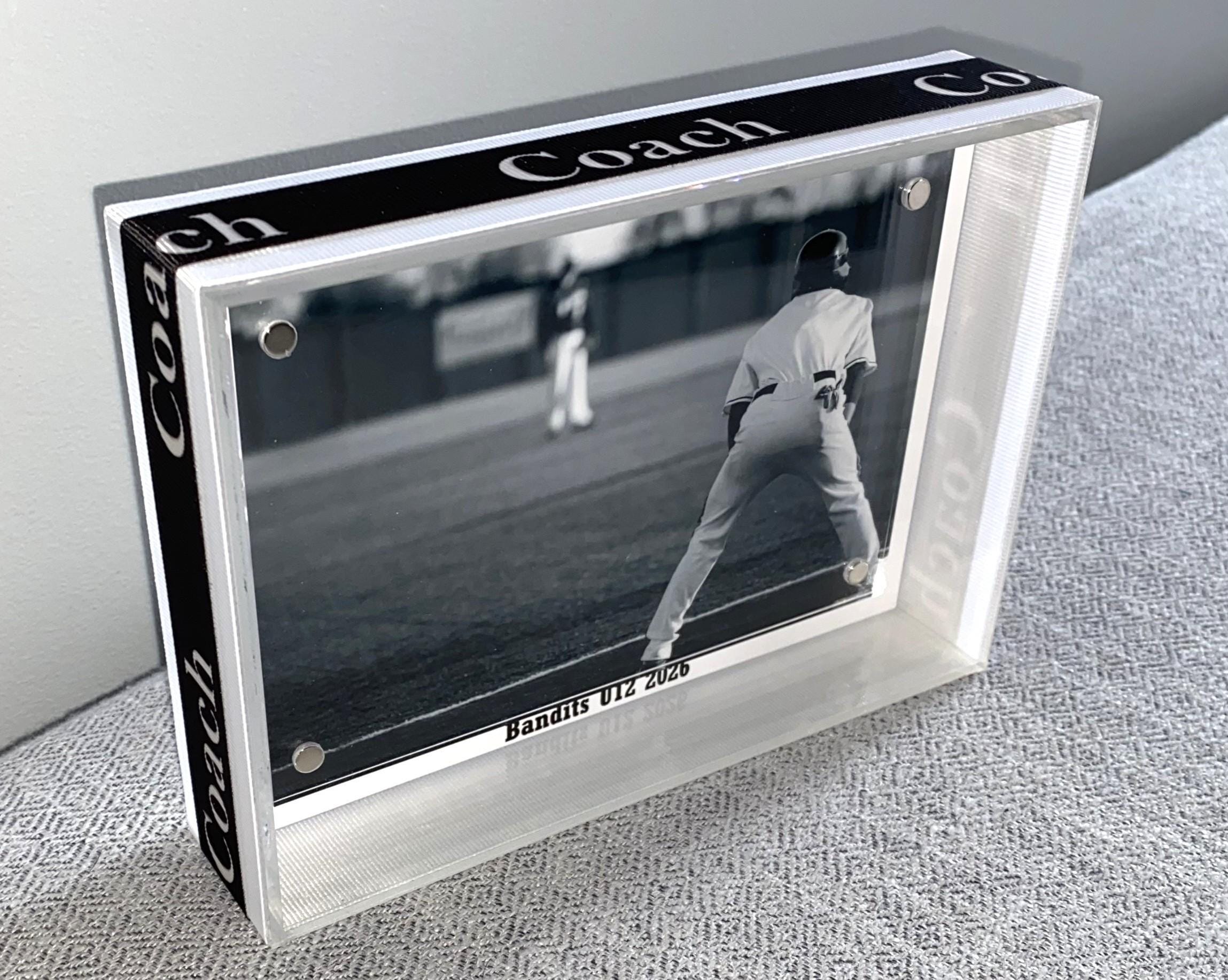 Baseball Coach Custom Photo Frame, Team Colors, 4x6, Any Sport, Lacrosse, Soccer, Softball
