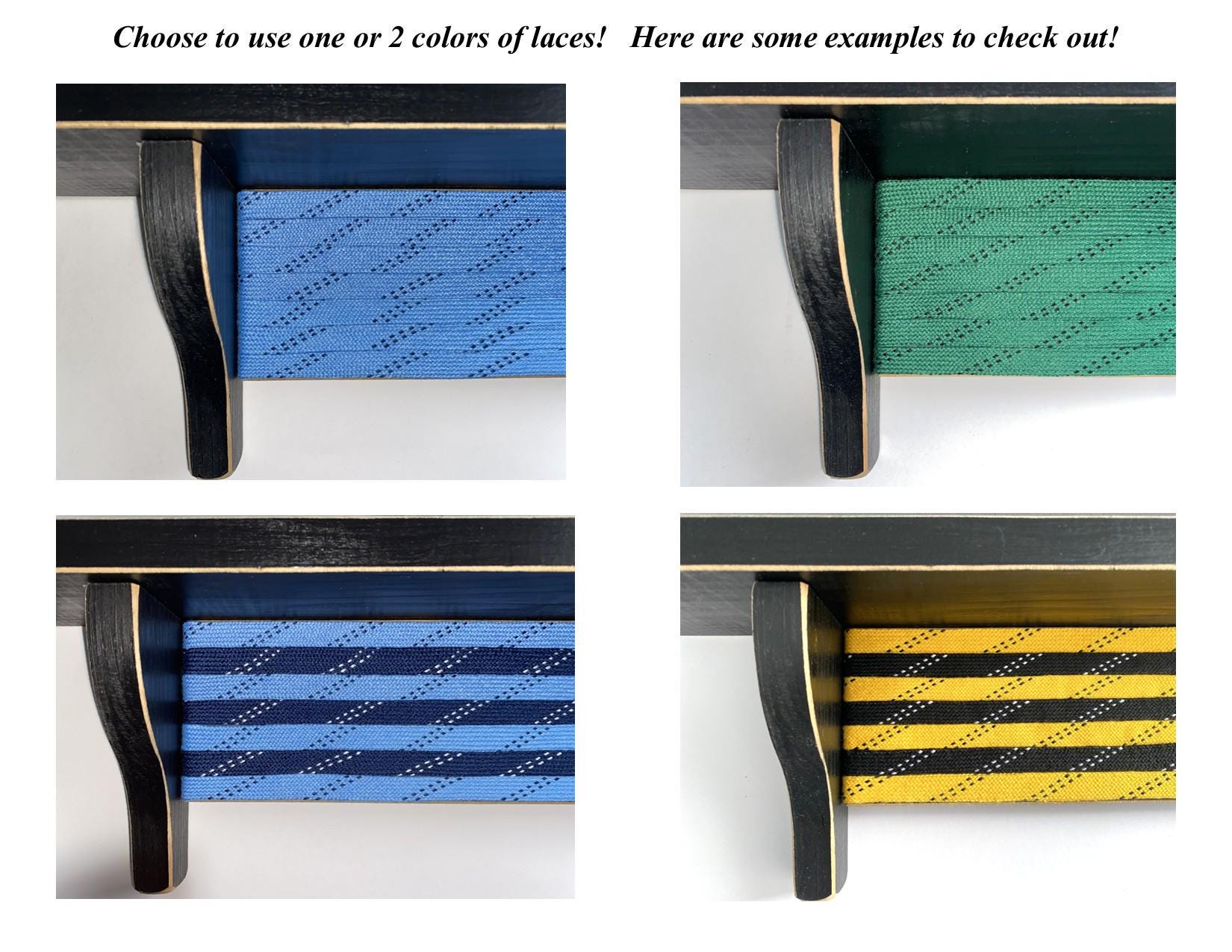 Hockey Puck Display Shelf with Hockey Laces: Trophy & Ribbon Organizer