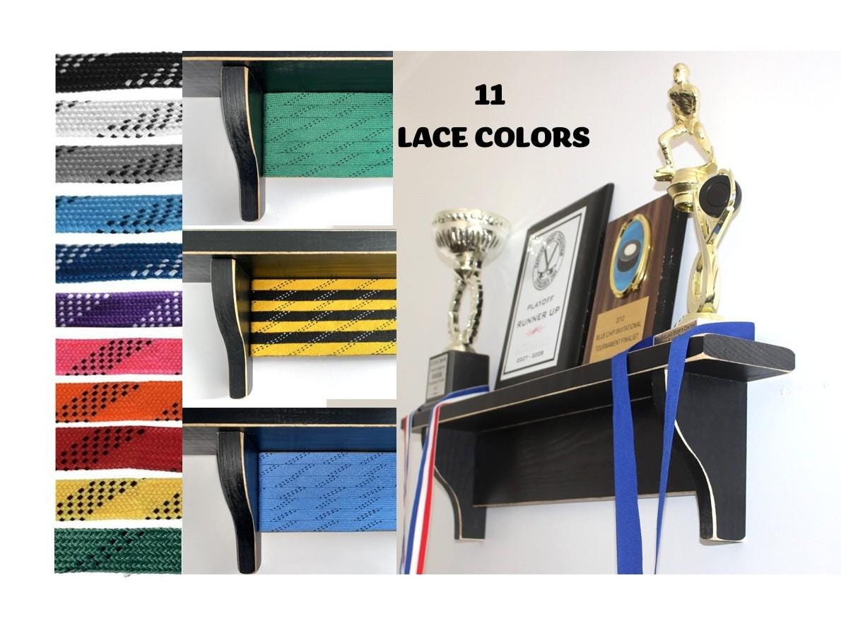 Hockey Laces Trophy Shelf: Hockey Memorabilia Display, Hockey Player Wall Decor