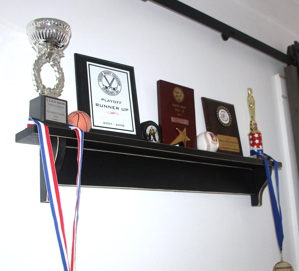 Hockey Laces Trophy Shelf: Hockey Memorabilia Display, Hockey Player Wall Decor