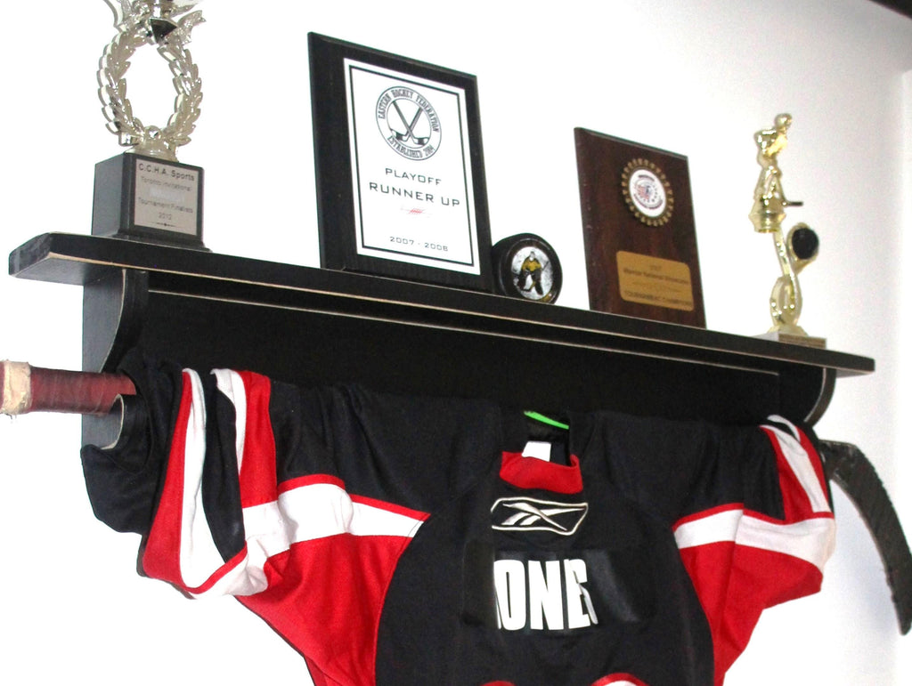 Hockey Laces Trophy Shelf: Hockey Memorabilia Display, Hockey Player Wall Decor