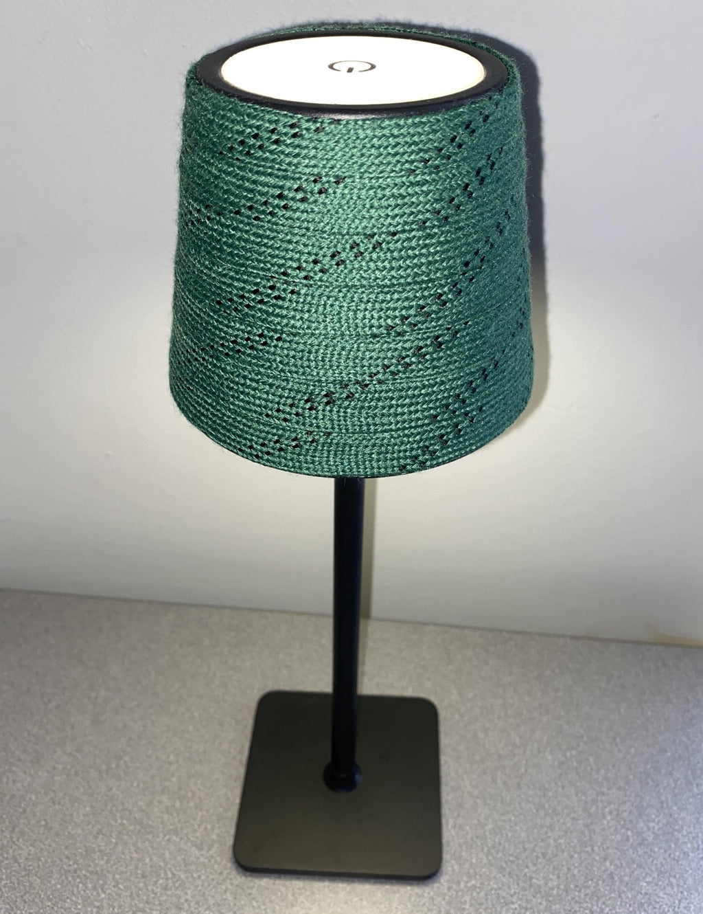 Hockey Laces Lamp: Rechargeable, Cordless, Black/White/Brass Gold
