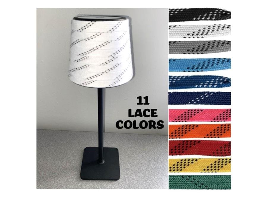 Hockey Laces Lamp: Rechargeable, Cordless, Black/White/Brass Gold