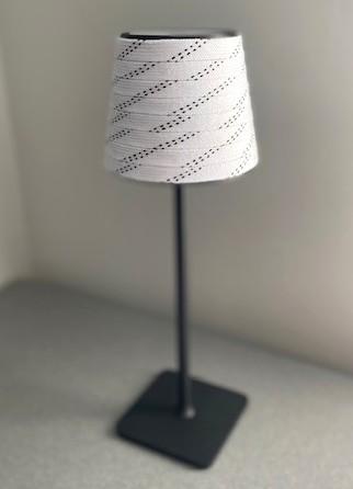 Hockey Laces Lamp: Rechargeable, Cordless, Black/White/Brass Gold