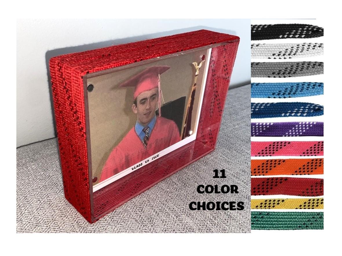 Hockey Laces Graduation Frame: Custom Photo Frame, 4x6, Class of 2026, High School or College Senior Gift