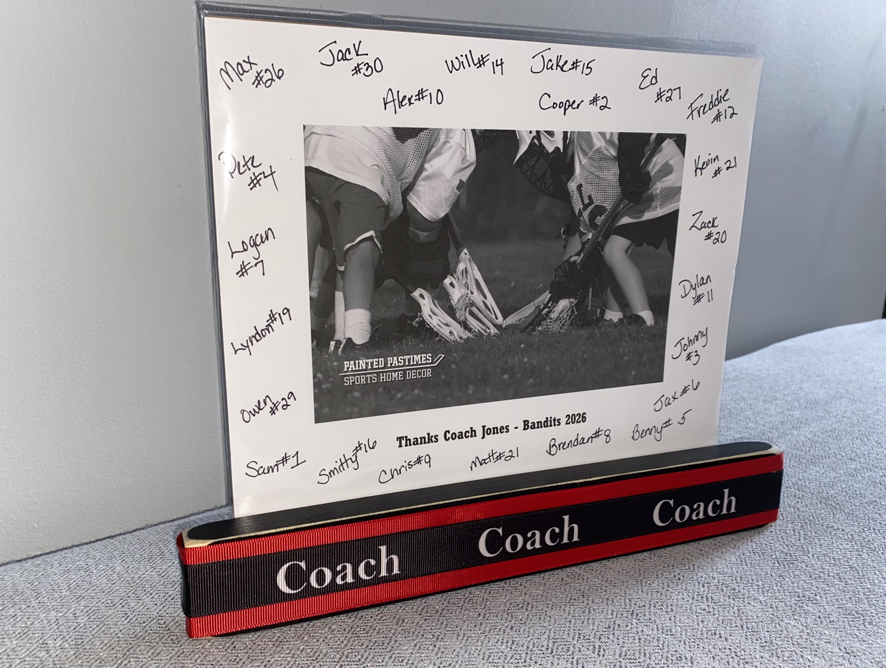 Personalized Coach Photo Display: Custom Team Colors Frame, Baseball Team Gift, All Sports
