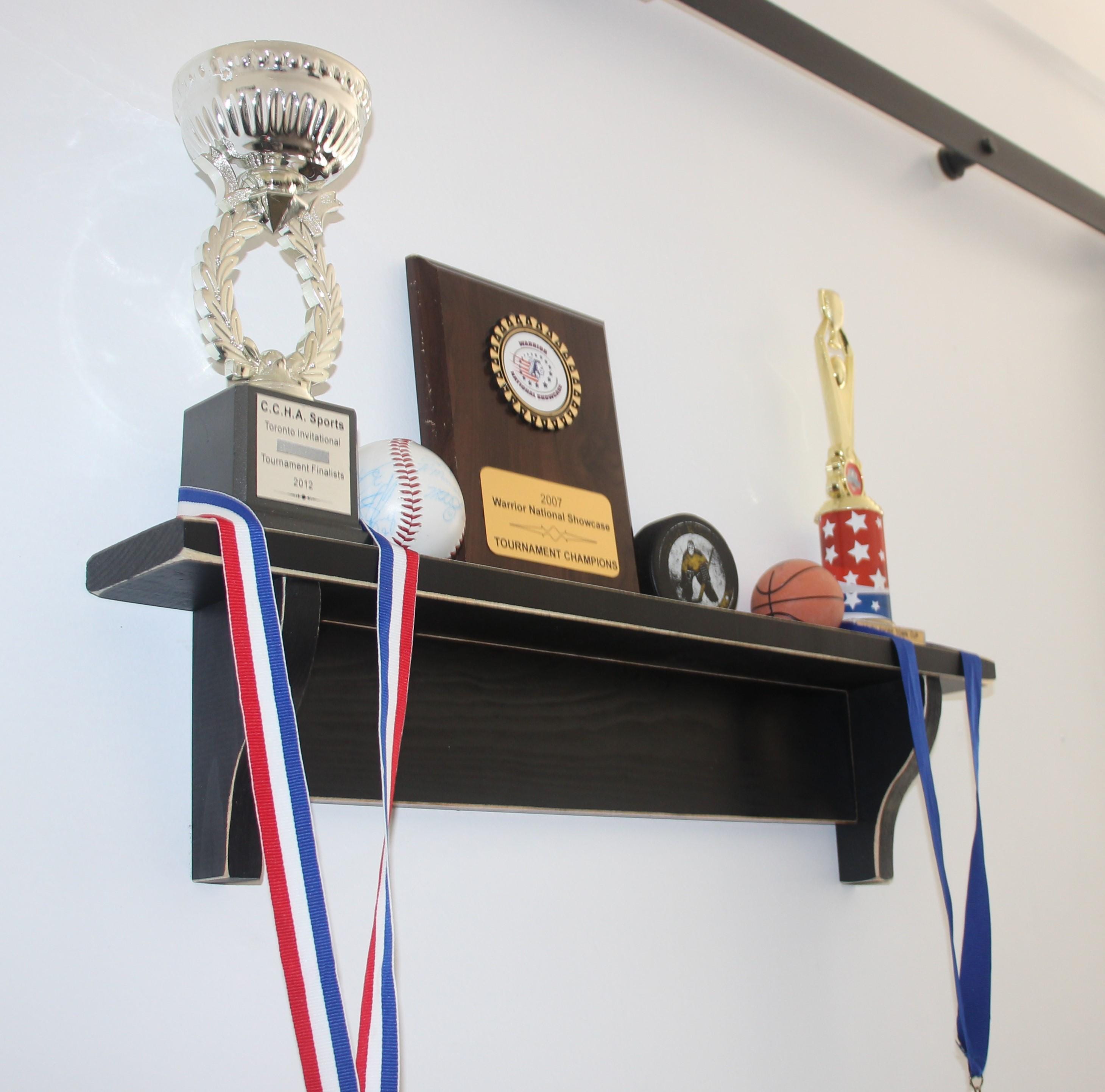 Hockey Laces Trophy Shelf: Hockey Memorabilia Display, Hockey Player Wall Decor