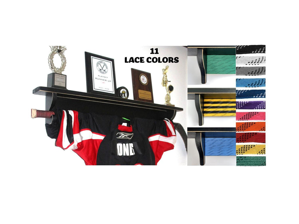 Hockey Laces Trophy Shelf: Hockey Memorabilia Display, Hockey Player Wall Decor