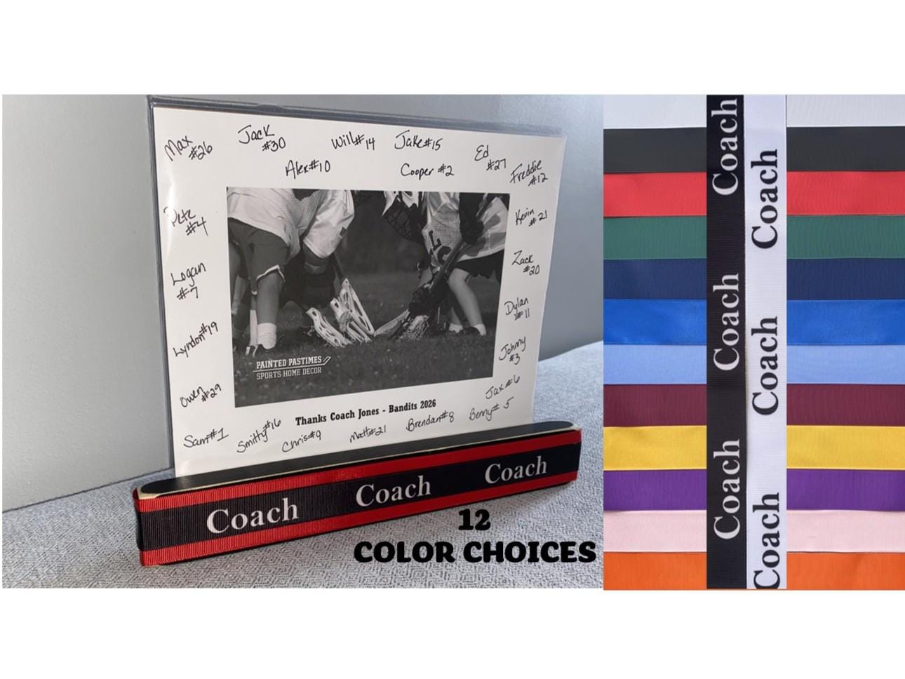 Personalized Coach Photo Display: Custom Team Colors Frame, Lacrosse Team Gift, All Sports