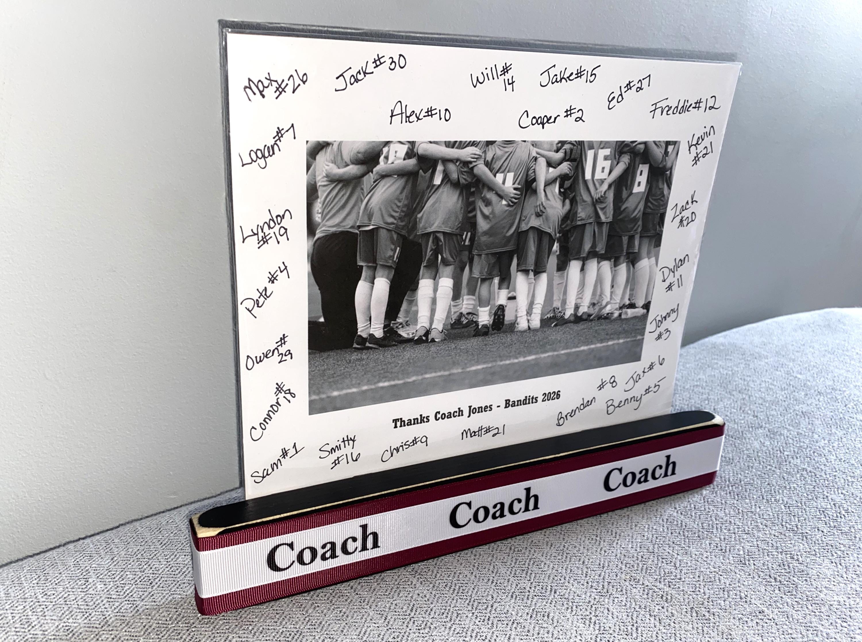 Personalized Coach Photo Display: Custom Team Colors Frame, Lacrosse Team Gift, All Sports