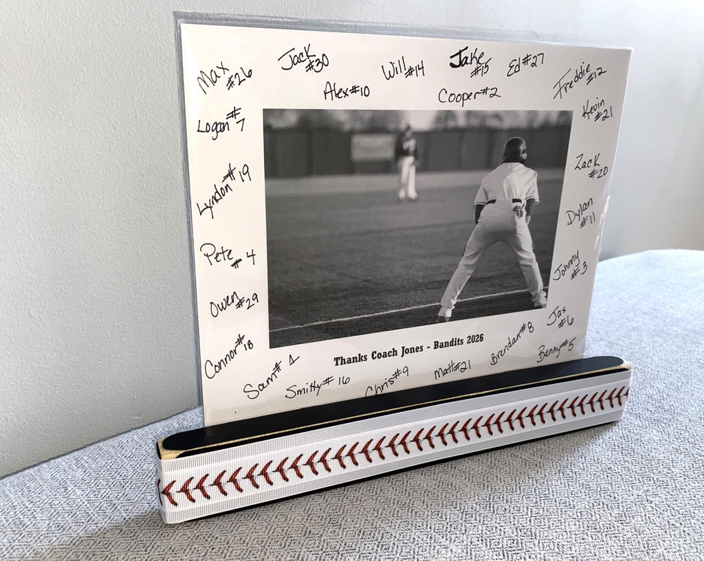 Personalized Baseball Coach Photo Display: Team Gift, Frame, Baseball Laces