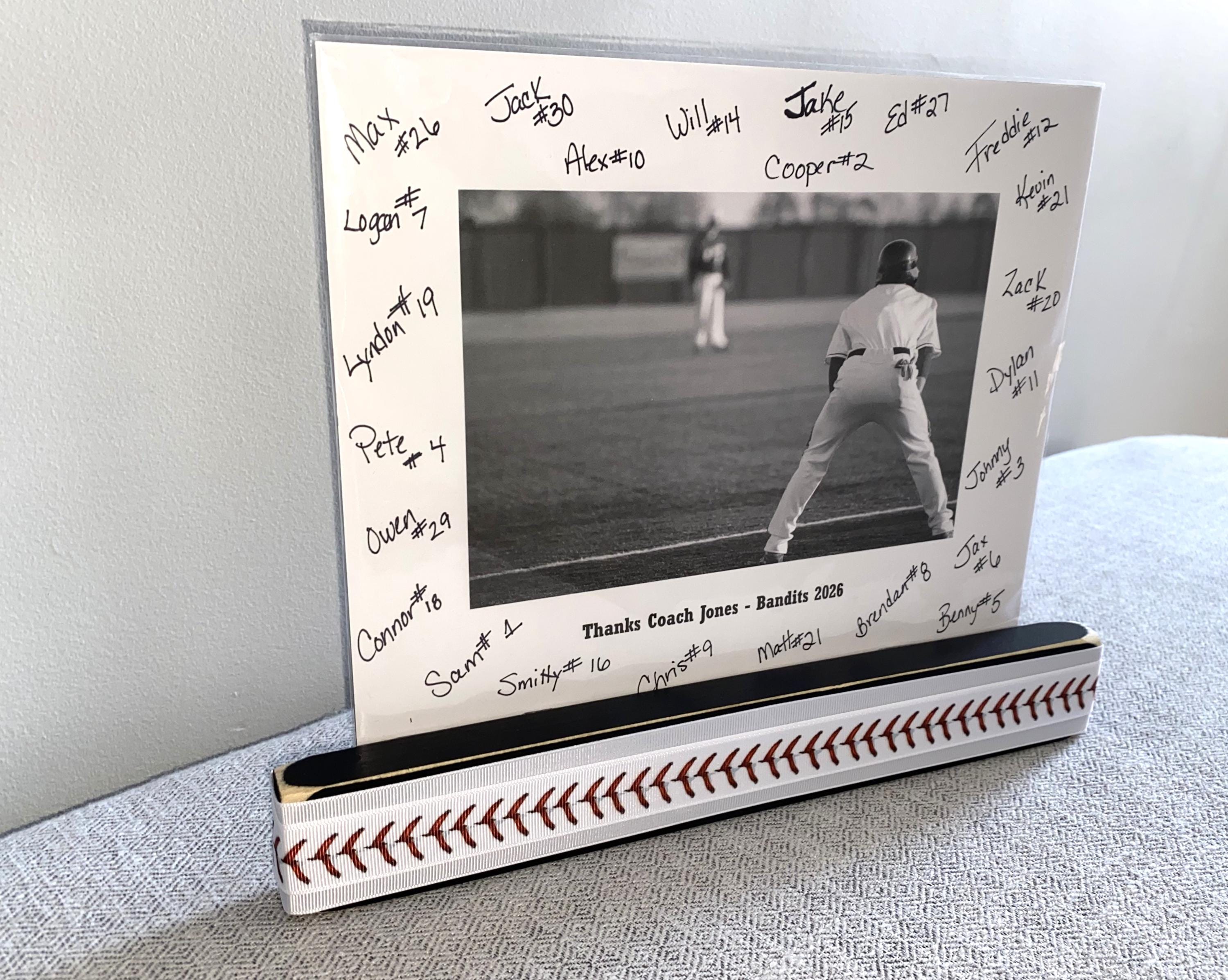 Personalized Baseball Coach Photo Display: Team Gift, Frame, Baseball Laces