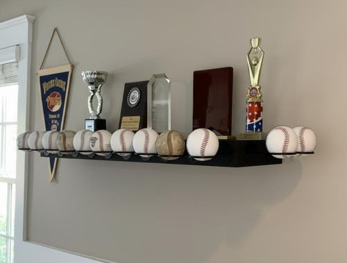 Baseball Trophy Display Shelf with Bat and Medal Holder, Ball Display Rack for Memorabilia, Awards, Trophies and Signed Baseballs