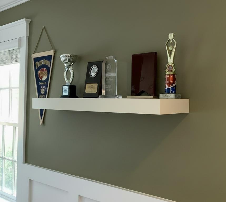 Baseball Trophy Display Shelf with Bat and Medal Holder, Ball Display Rack for Memorabilia, Awards, Trophies and Signed Baseballs