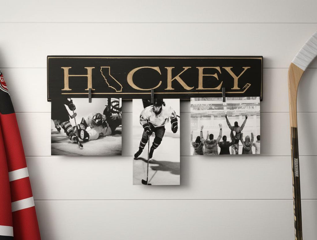 California Hockey Photo Sign: State Wood Hockey Frame