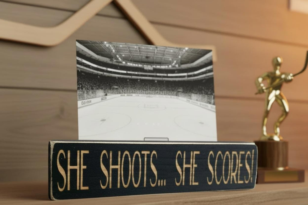 Basketball Girl Sign: "She Shoots, She Scores!" Wood Sign
