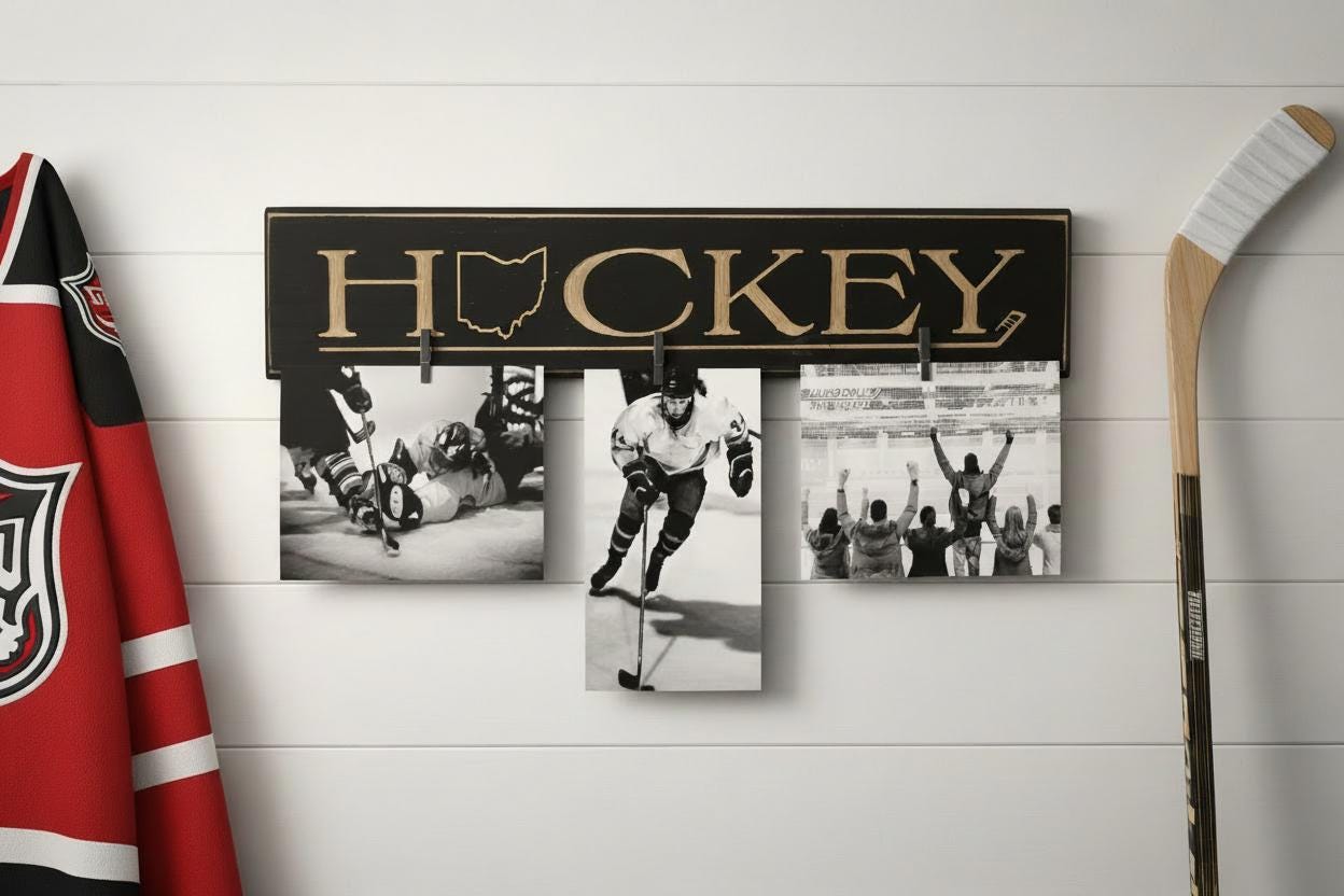 Ohio Hockey Photo Sign: State Hockey Wood Frame