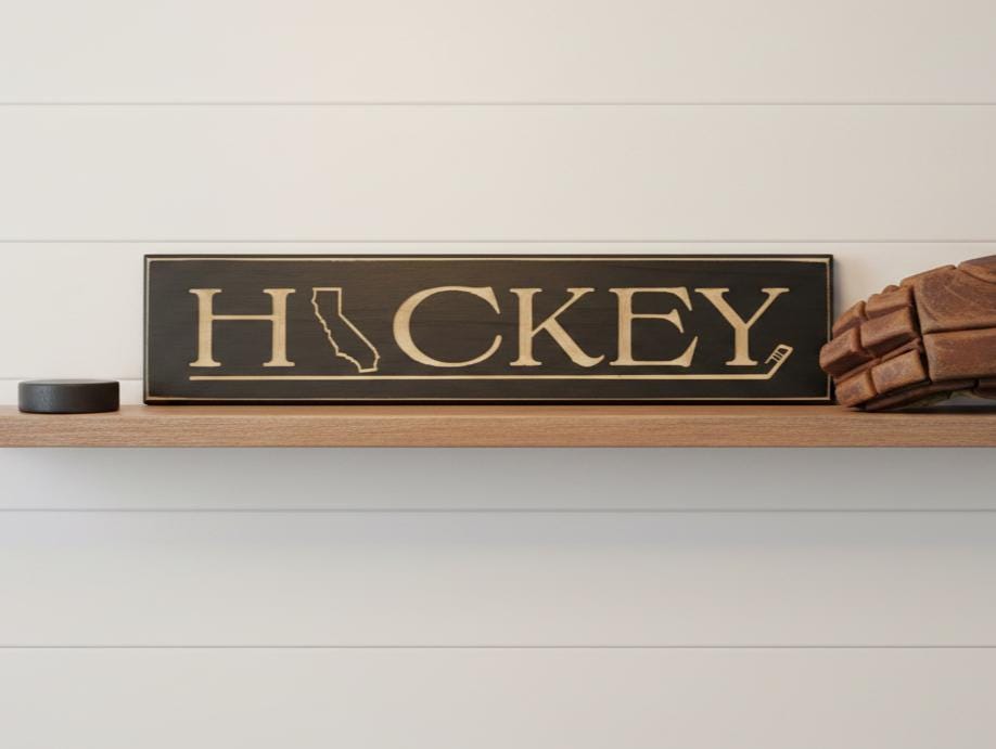 California Hockey Sign: State Wood Hockey Sign