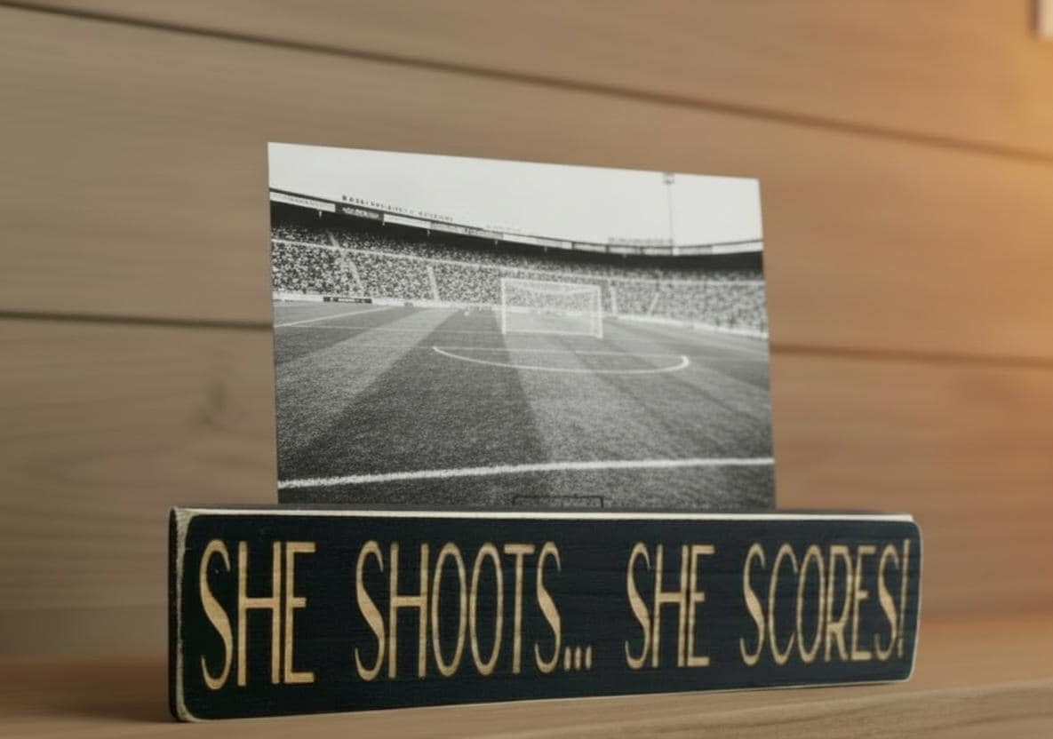 Basketball Girl Sign: "She Shoots, She Scores!" Wood Sign