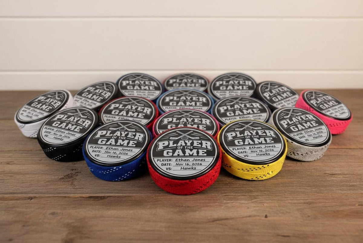 Player of the Game Personalized Hockey Puck with Stand