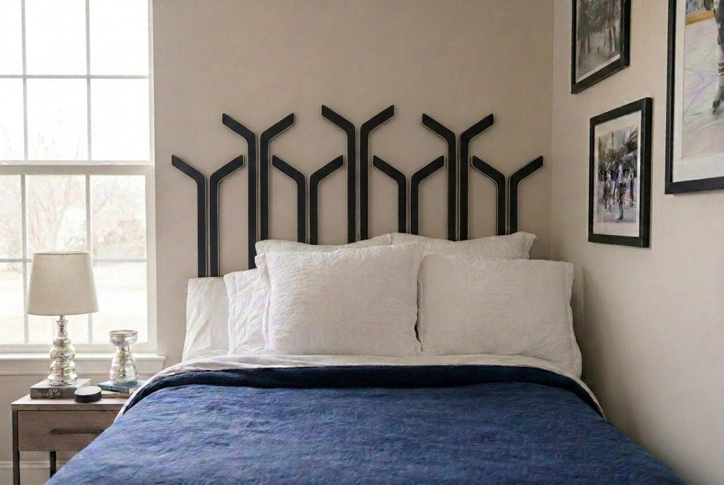 Hockey Stick Headboard Alternative, Custom Hockey Bedroom Decor, Individual Hanging Hockey Sticks, Twin or Full Size, Sports Room Gift