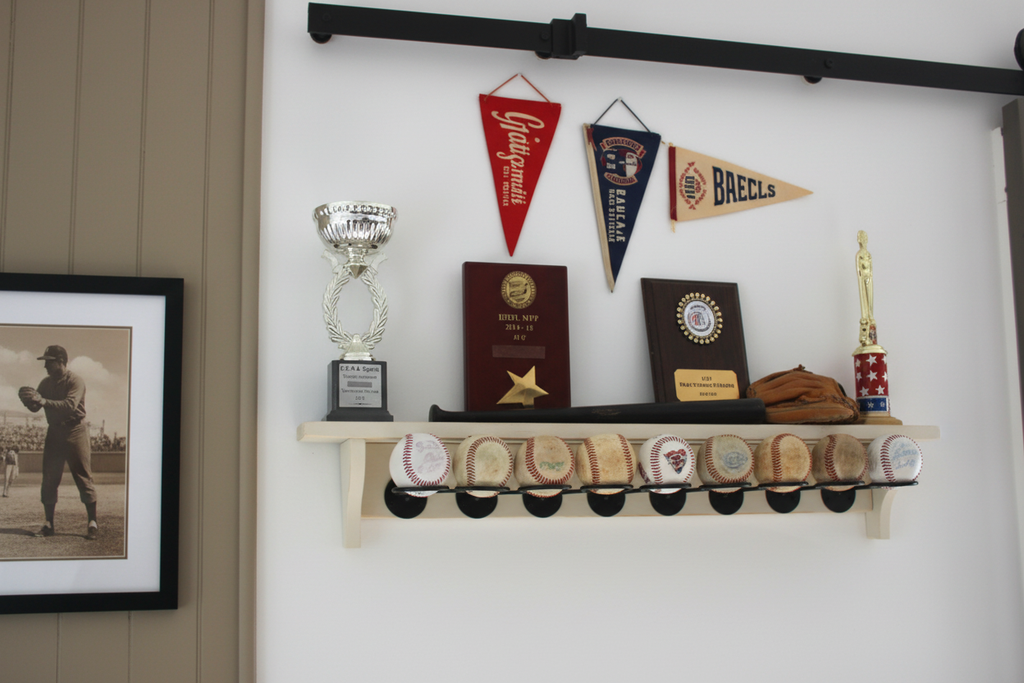 Baseball Display Shelf: Trophy & Memorabilia Holder