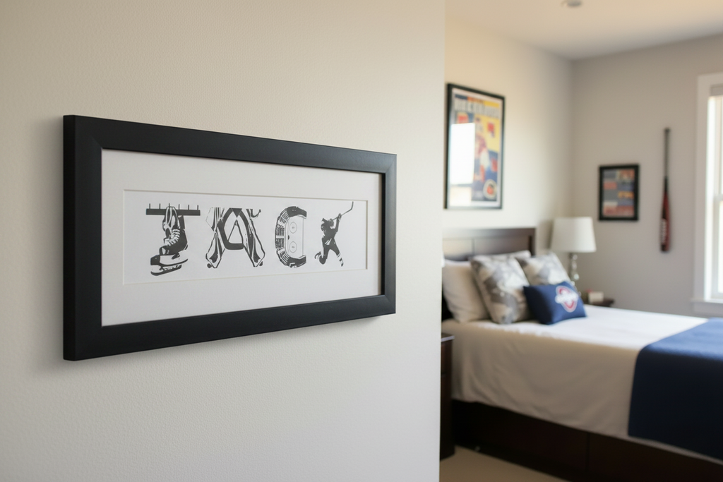 Custom Hockey GOALIE Photo Frame, Personalized Wall Decor (18x8x1)