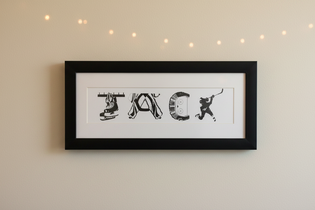 Custom Hockey GOALIE Photo Frame, Personalized Wall Decor (18x8x1)