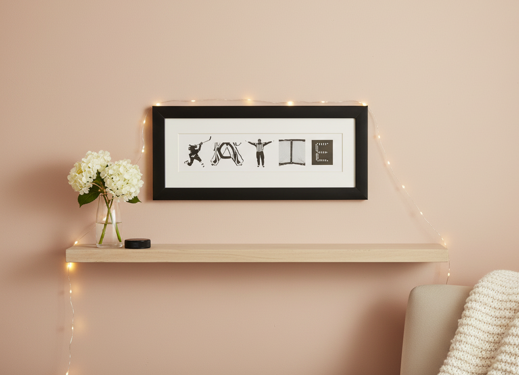 Custom Hockey Photo Frame, Personalized Wall Decor (18x8x1)