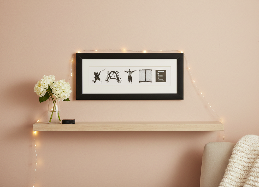 Custom Hockey Photo Frame, Personalized Wall Decor (18x8x1)