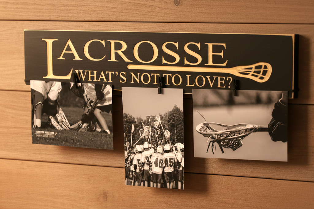 Lacrosse Photo Display: Wood, Player, Coach Gift, Room Decor