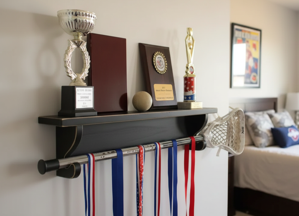 lacrosse trophy shelf, black