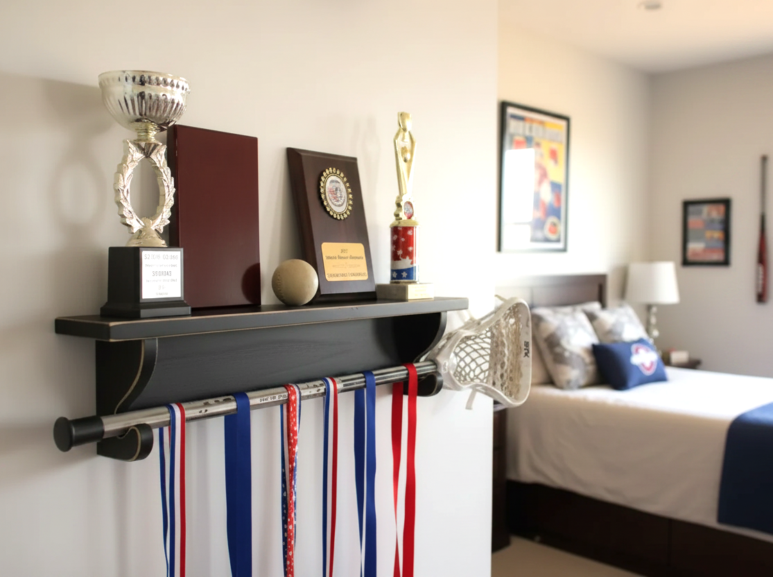 Sports Trophy Shelf: Athlete Wall Decor, Trophy, Memorabilia Display (Copy)