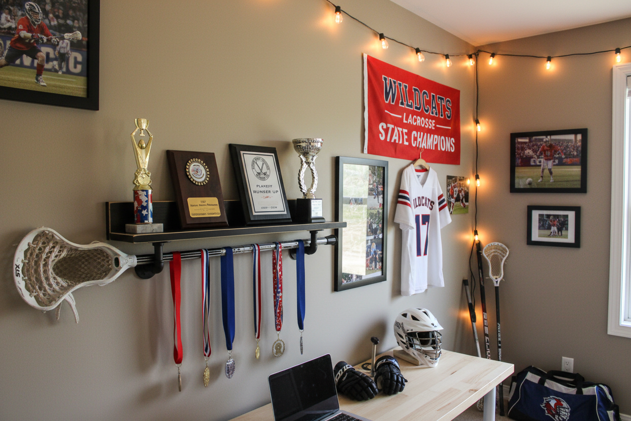 Golf Club Display Shelf, Sports Trophy Shelf, Golfer Wall Decor