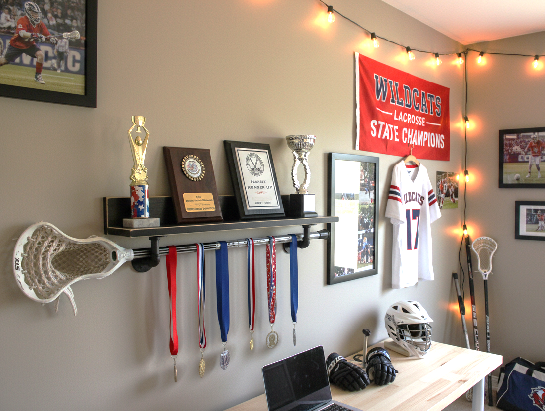 Industrial Pipe Hockey Trophy Shelf, Jersey or Medal Display