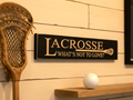 Lacrosse Sign: Wood, Black, Coach Gift, Player Room Decor