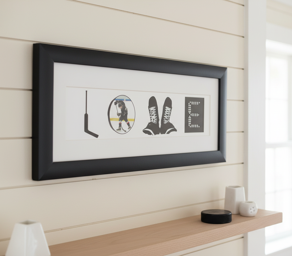 Personalized Hockey Name Art: Framed Hockey Room Decor