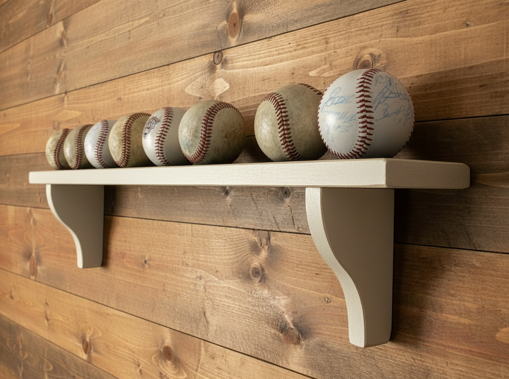 Baseball Display: Black or Off-White, Shelves available, Baseball Player Gift