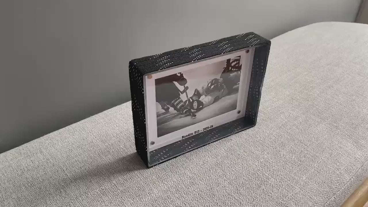 Hockey Laces Photo Frame, Red, White & Blue, Customize Team Name, Year 4x6