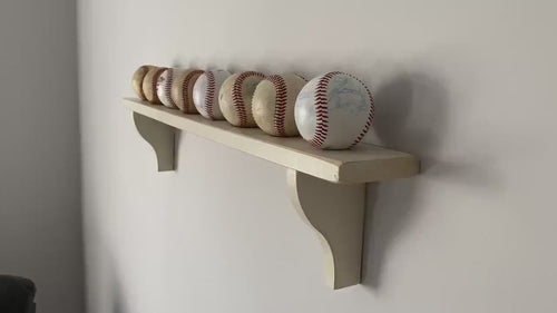 Baseball Display Shelf: Black or Off-White, Baseball Player Gift