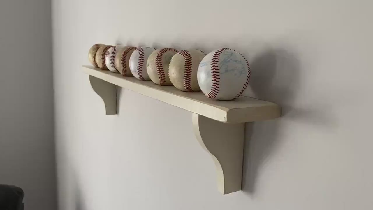 Baseball Display Shelf: Black or Off-White, Baseball Player Gift