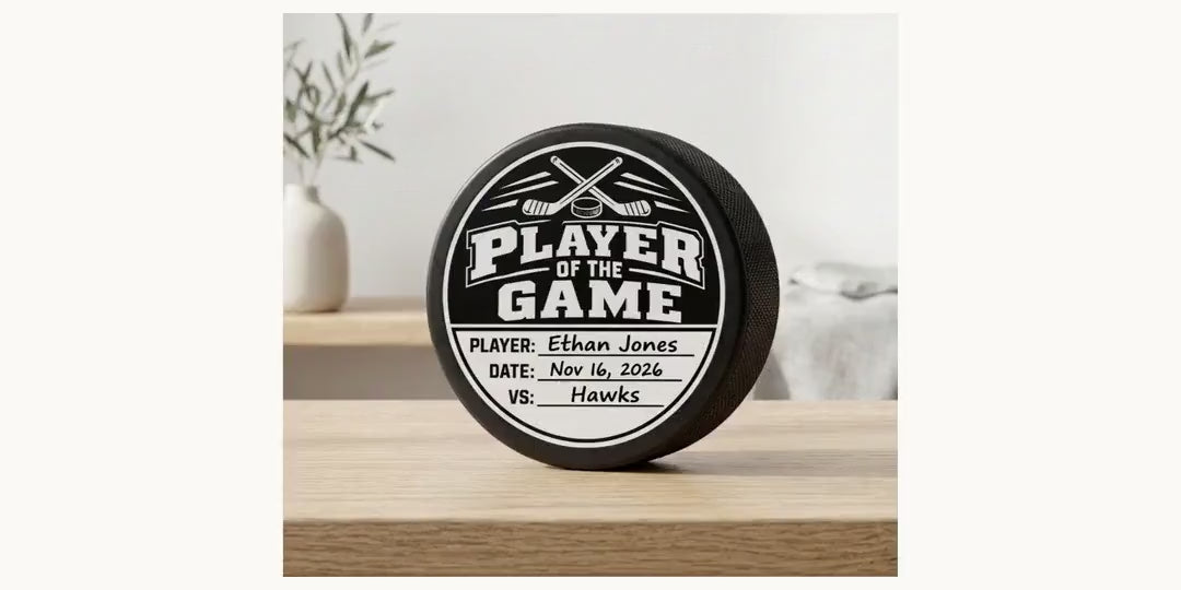 Player of the Game Personalized Hockey Puck