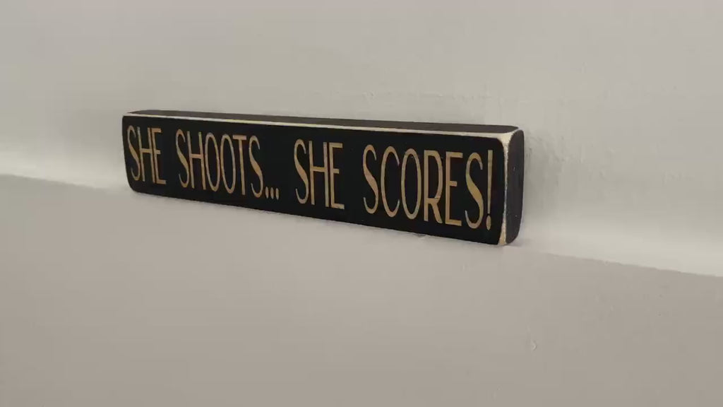 Basketball Girl Sign: "She Shoots, She Scores!" Wood Sign