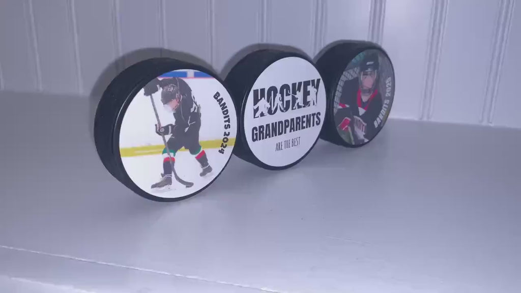 Hockey Grandparents Photo Frame - Puck Picture Display