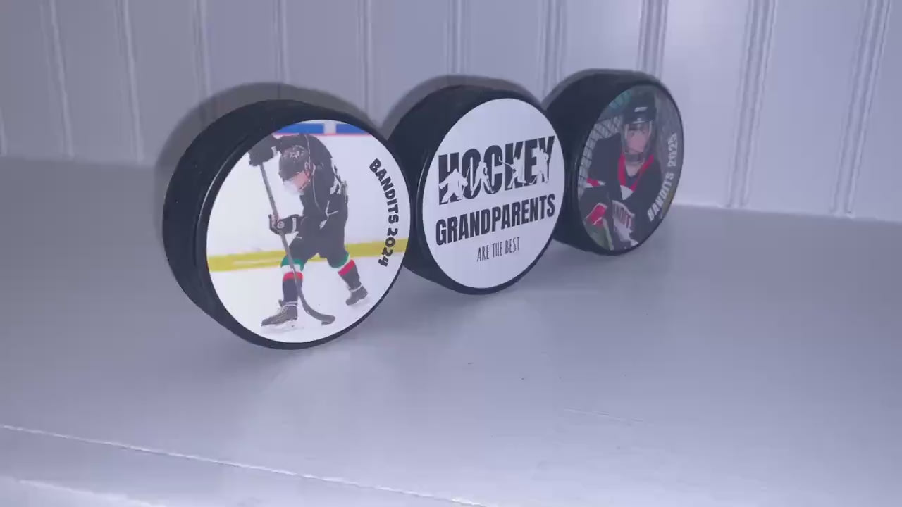 Hockey Grandparents Photo Frame - Puck Picture Display