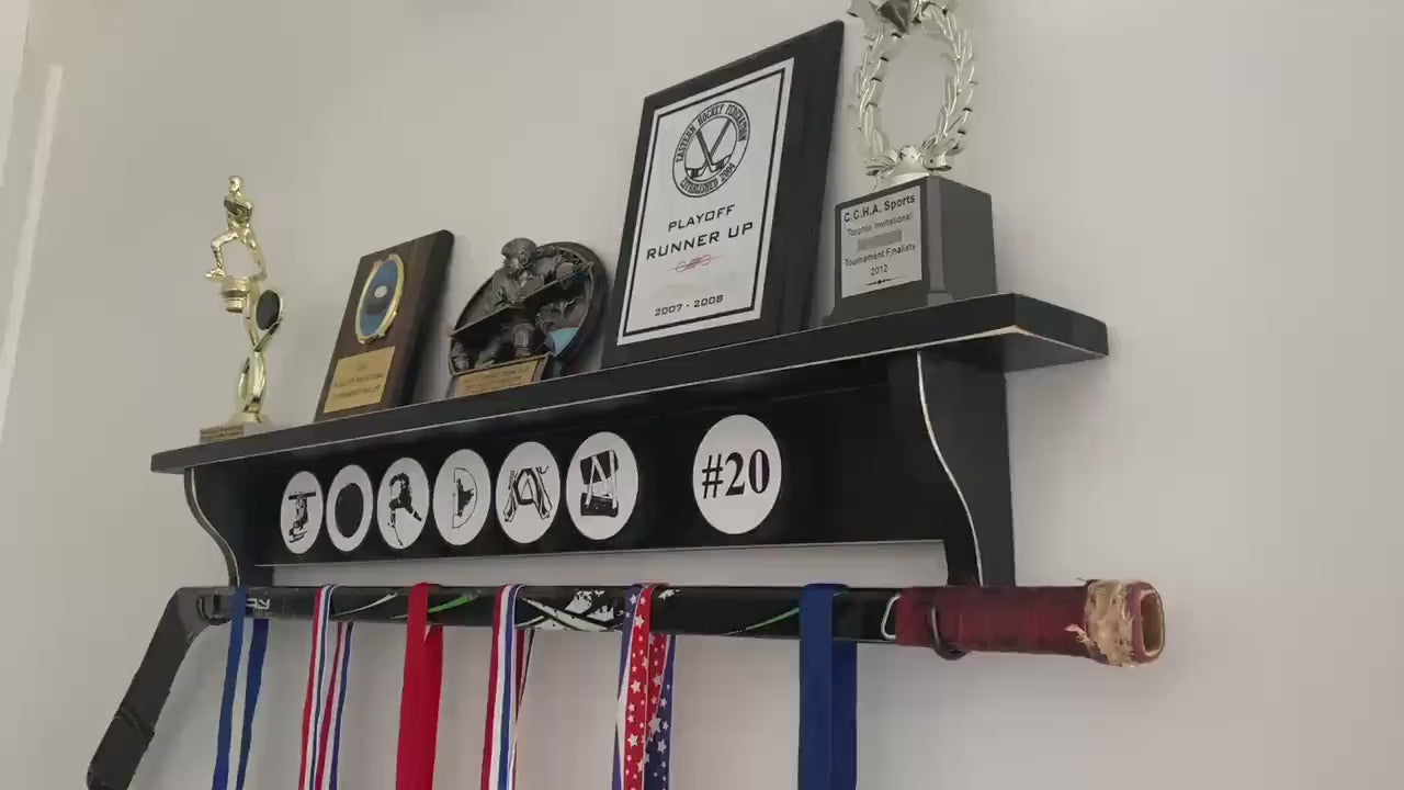 Personalized Hockey Name Shelf, Custom Name, Jersey & Trophy Organizer