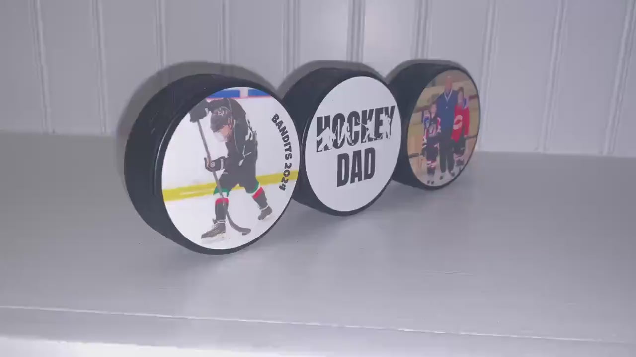 Hockey Dad Gift: Puck Photo Frame - Hockey Room Decor
